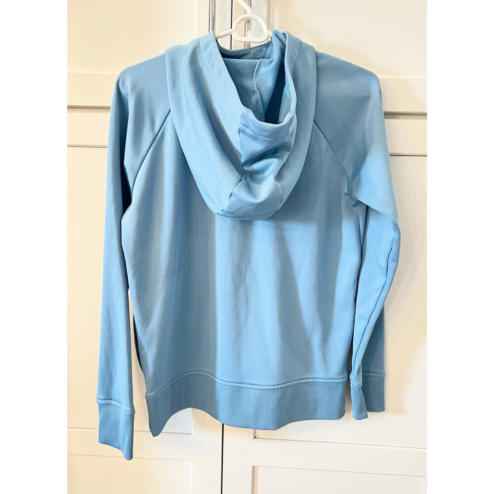 Under Armour Hoodie Loose ColdGear Women's Sz S Fleece Lined Light Blue Big Logo - Picture 11 of 11
